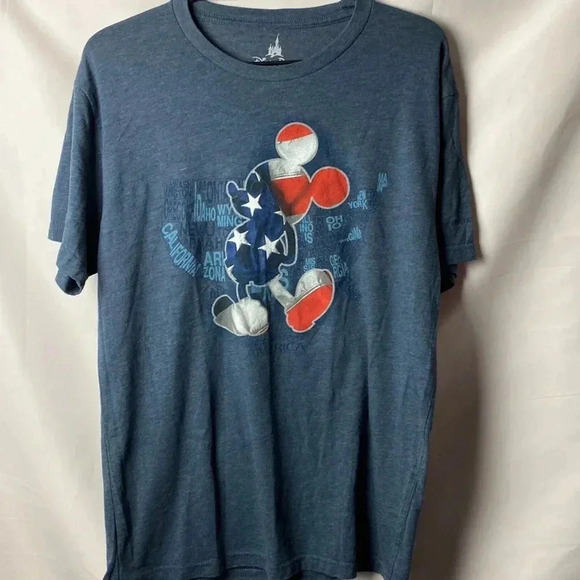 DISNEY PATRIOTIC MICKEY MOUSE T SHIRT SIZE LARGE MAP OF UNITED STATES BLUE - Picture 10 of 10